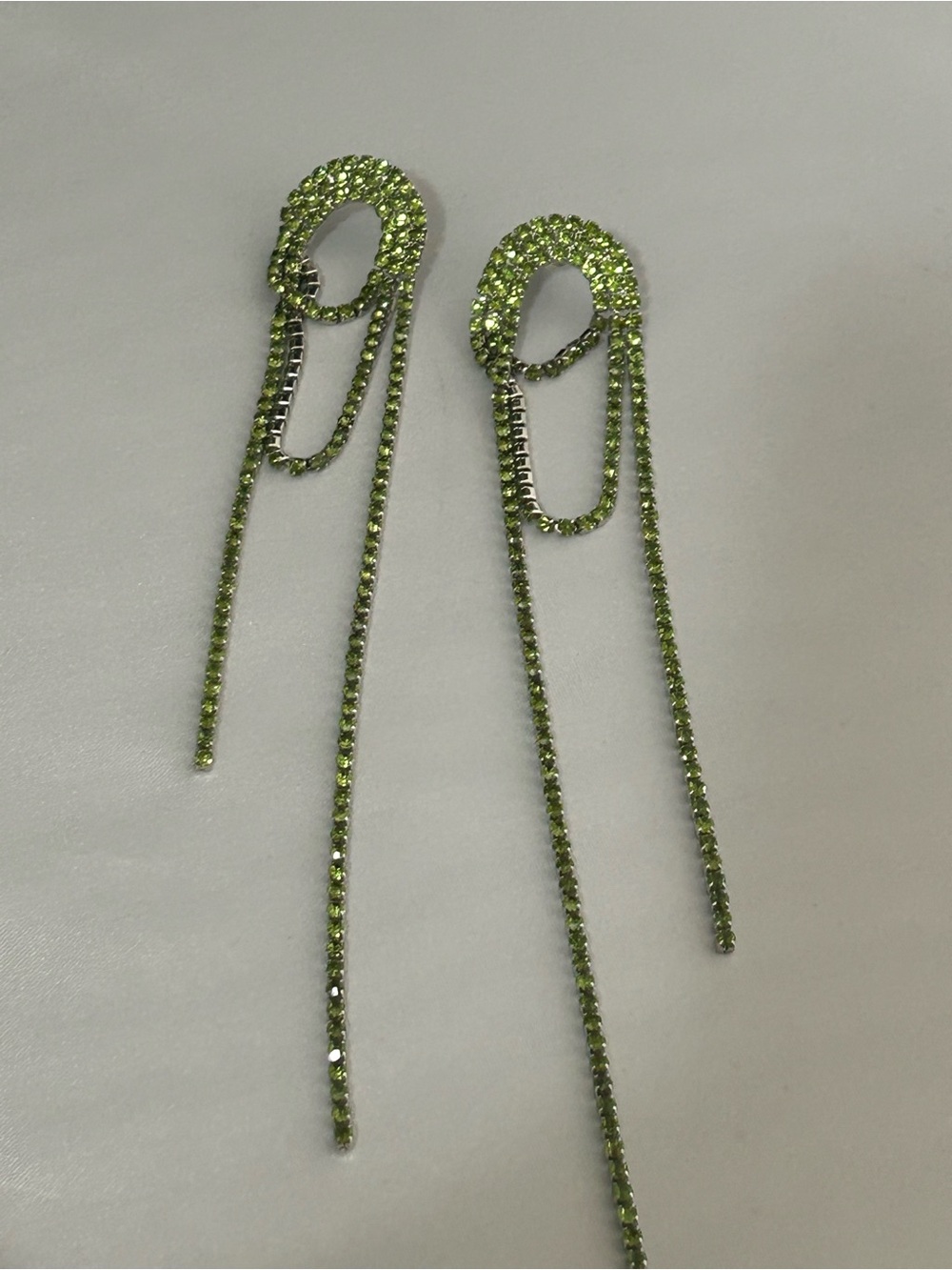 Gorgeous Green Rhinestone Drop Statement Earrings